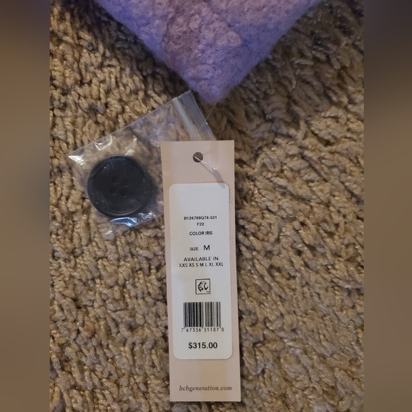 NWT Purple BCBGenerationWomen's Double-Breasted Bouclé Peacoat Size M - Picture 7 of 7